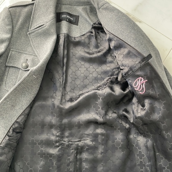 Pink Tartan military style coat/pea coat - Picture 5 of 13